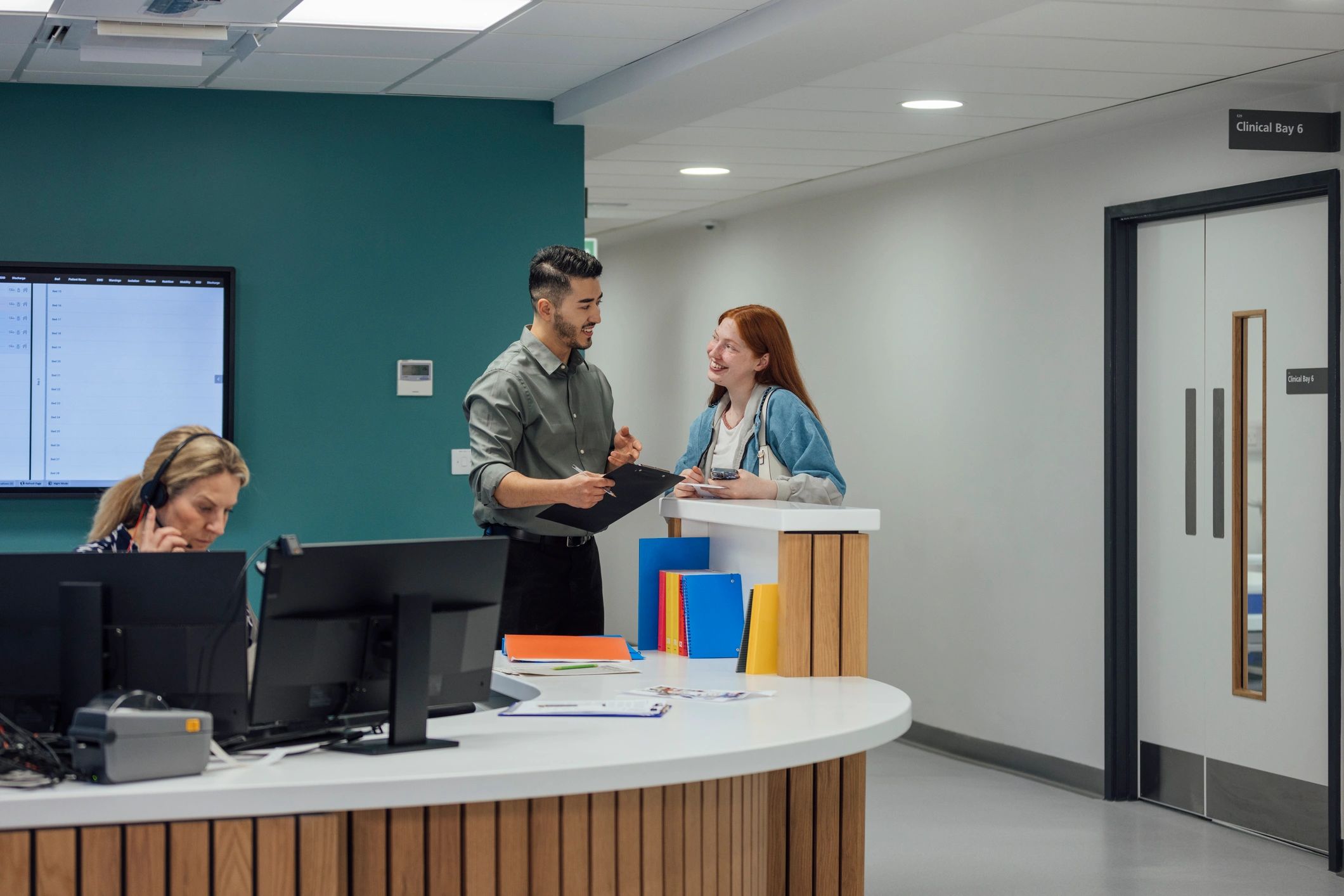 Professional service representative at a front desk