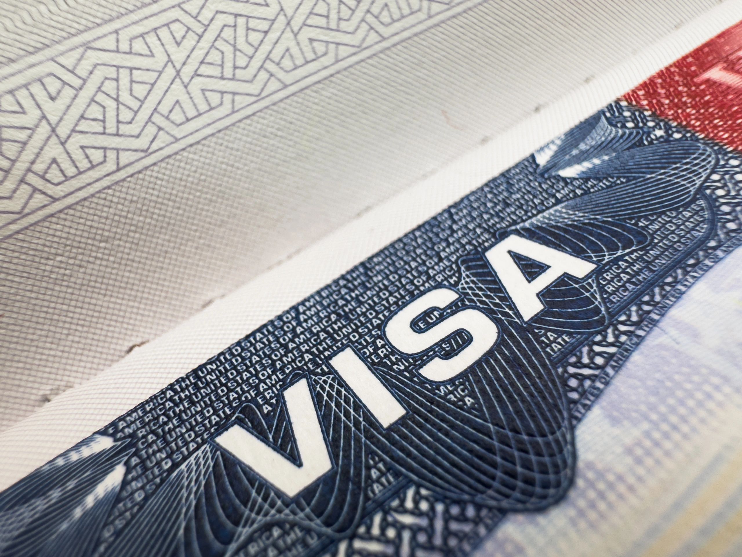 Visa and passport documents close-up